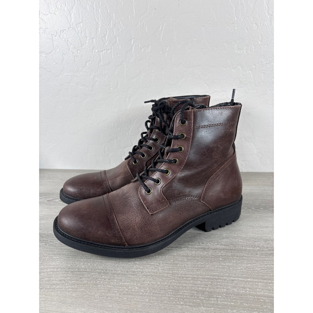 Frye and Co Mens 9 Jaden Cap Toe Combat Boots Dark Brown Leather 3480645-DBN